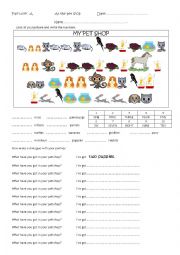 English Worksheet: At the Pet Shop