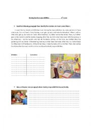 English Worksheet: sahring family responsabilities