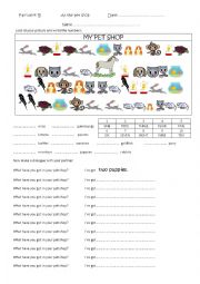 English Worksheet: At the Pet Shop (B)