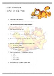 English Worksheet: Garfield The Show - Down on the Farm (Present Simple)