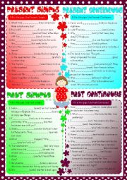 4 tenses - revision *KEY included*