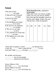 English Worksheet: Pronouns