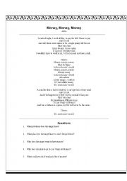 English Worksheet: Money, Money, Money by Abba Discussion