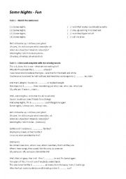 English Worksheet: Some Nights - Fun