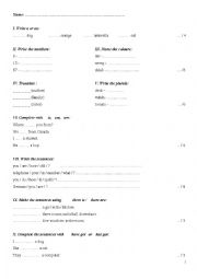 English Worksheet: Diagnostic test