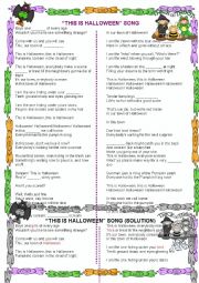 English Worksheet: This is Halloween Song ( With solution)