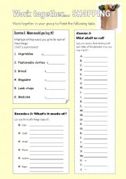 English Worksheet: Working together - Shopping