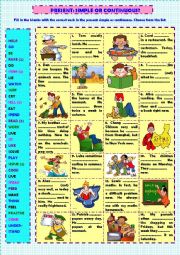 English Worksheet: Present: simple or continuous? (+ key)