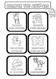 English Worksheet: Colour the animals 