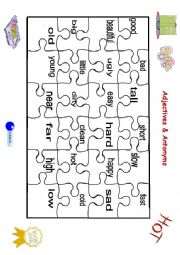 English Worksheet: Adjectives and antonyms puzzle (part 1)