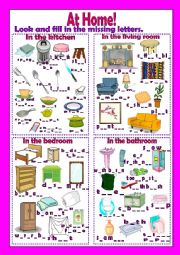 English Worksheet: At home - Home items