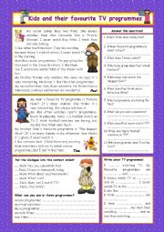 English Worksheet: Kids and their favourite TV programmes (+Key)