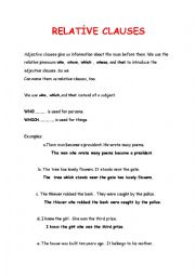 English Worksheet: Relative clauses