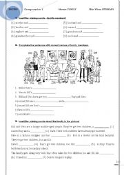 English Worksheet: group session family