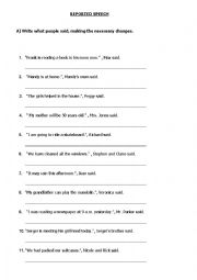 English Worksheet: Reported Speech