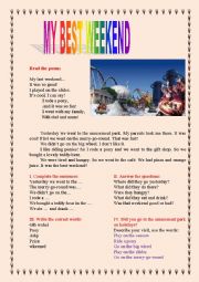 English Worksheet: my best weekend