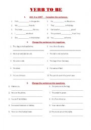 English Worksheet: To be