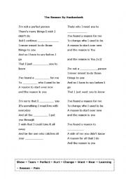 English Worksheet: Song: The Reason by Hoobastank