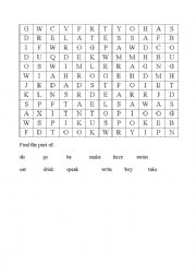 English Worksheet:  irregular verbs word search