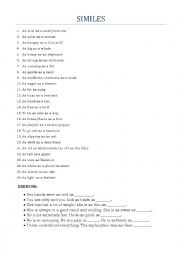 English Worksheet: Similes