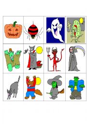 English Worksheet: Halloween Fruit Basket Cards
