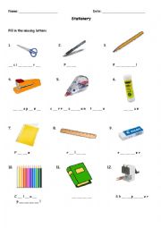 English Worksheet: Stationery