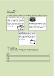 English Worksheet: Describing Objects