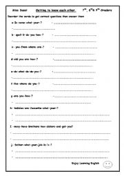 English Worksheet: Getting to know each other