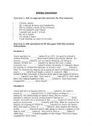 English Worksheet: asking questions