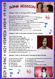 English Worksheet: Song: GOTYE FT. KIMBRA SOMEBODY THAT I USED TO KNOW Listening Activities
