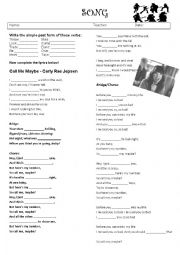 English Worksheet: Call me maybe - Carly Rae Jenpsen