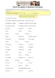 English Worksheet: How to prepare a Quiche Lorraine