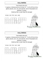 English Worksheet: Halloween Find Cruellas message