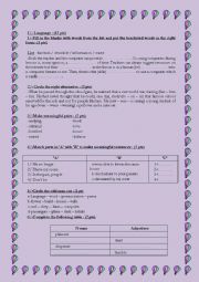 English Worksheet: language and writing tasks 