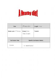 English Worksheet: healthy diet