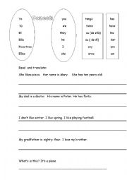English Worksheet: To be and to have