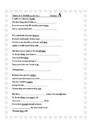 English Worksheet: Time In a Bottle Song, Info Gap-Partner Dictation-Cloze 