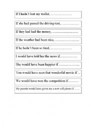 English Worksheet: third conditional speaking cards