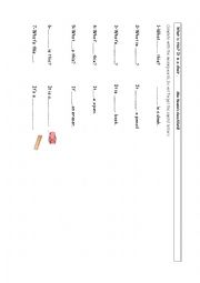 English Worksheet: contractions