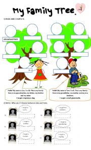 English Worksheet: My family tree