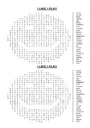 Wordsearch Food and Likes