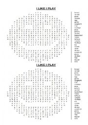 English Worksheet: Wordsearch Food and Likes