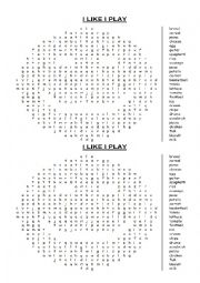 English Worksheet: Wordsearch Food and Likes