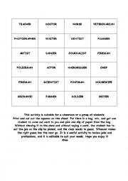 English Worksheet: What do they do? Job Mime game-activity