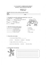 English Worksheet: DIAGNOSTIC TEST SECOND GRADE