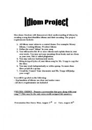 English Worksheet: Idiom Project