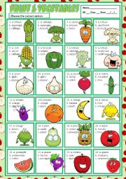 English Worksheet: FRUIT & VEGETABLES - MULTIPLE CHOICE