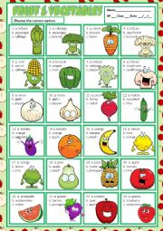 English Worksheet: FRUIT & VEGETABLES - MULTIPLE CHOICE