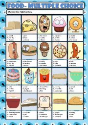 English Worksheet: FOOD - MULTIPLE CHOICE