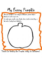 English Worksheet: My Funny Pumpkin - Halloween